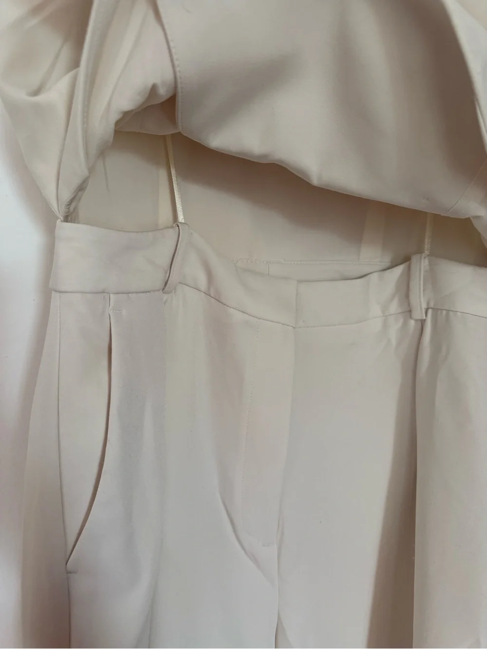 Zara Cream Sleeveless Double-Breasted Jumpsuit